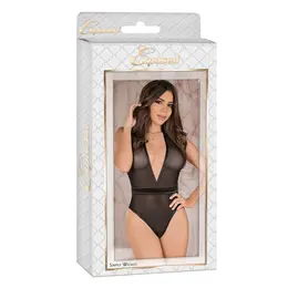 Magic Silk Exposed Deep V Teddy L/XL Satin Mesh Snap Closure
