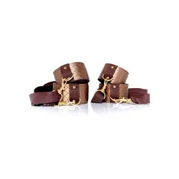 My Desire Quilted Wrist and Ankle Restraint Set Gold Accents Adjustable