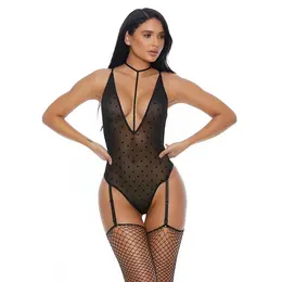 Sweet Dot XL Tedi Bodysuit sa Podvezicama i Čoker Akcentom
