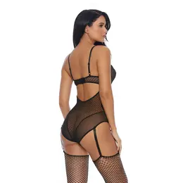 Enticing Vixen Lingerie Teddy with Garter Straps Black M