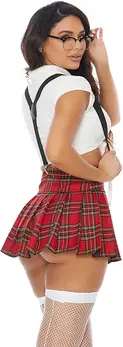 Teach Me School Girl Set XS/S - Pleated Skirt, Suspenders, Glasses