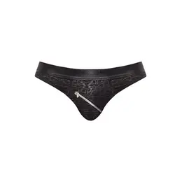 Male Power Zip Bikini L Black Wet Look Diagonal Zippers Comfort Fit