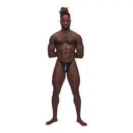 Male Power Landing Strip Micro Thong S/M - Black Minimalist Design