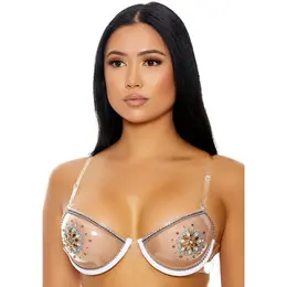 Clear The Air Convertible Bra with Rhinestone Accents One Size