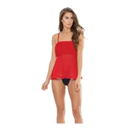 Dreamgirl Ruffle Babydoll Intimate Lingerie Set Red One Size