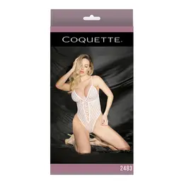 Dreamgirl Mesh High Cut Bodysuit with Lace-Up Detail One Size