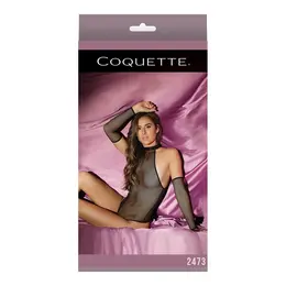Leg Avenue Fishnet High Neck Teddy with Separate Sleeves, One Size
