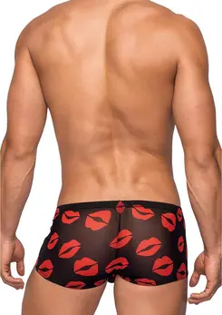 Male Power Kiss Me Mini Short M Black - Low Rise, Comfort Fit, High Cut
