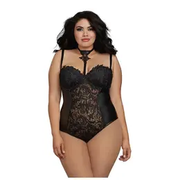 Dreamgirl Teddi NH-1X Crni Čipkani Bodi Plus Veličina