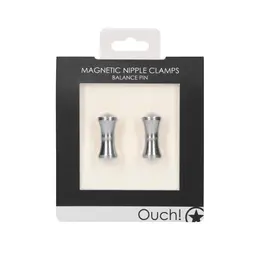 XR Brands Magnetic Aluminum Nipple Clamp Set - Hypoallergenic, Silver