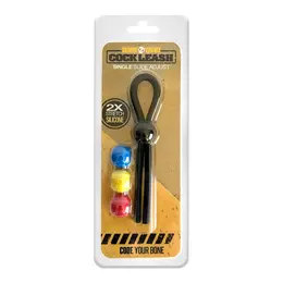 Boneyard Cock Leash Adjustable Silicone Ring Black