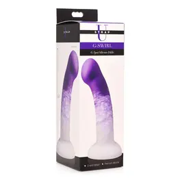 XR Brands G-Swirl Silicone Model Purple-White, Strap-On Compatible, Suction Cup