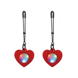 Light Up Silicone Heart LED Tweezers Clamps - Adjustable Black Model