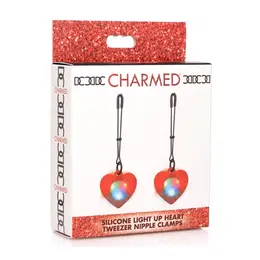 Light Up Silicone Heart LED Tweezers Clamps - Adjustable Black Model