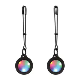 Light Up Silicone Tweezer Nipple Clamps with LED Illumination - Black