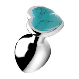 Master Series Turquoise Gem Heart Plug Medium - Aluminum, Blue Accent