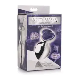 XR Brands Amethyst Heart Medium Intimate Plug - Aluminum & Gemstone