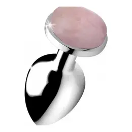 XR Brands Rose Quartz Gem Intimate Plug Large - Pink & Metal