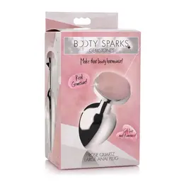 XR Brands Rose Quartz Gem Intimate Plug Large - Pink & Metal