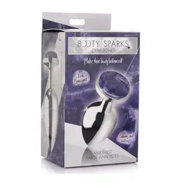 XR Brands Large Aluminum Intimate Plug with Amethyst Gem, Purple