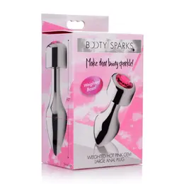 XR Brands Weighted Aluminum Plug Large Pink Gemstone Base