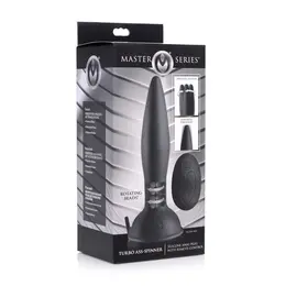 XR Brands Turbo Ass-Spinner Silikonski Čep Daljinski Upravljač Crni