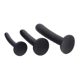 XR Brands Strap-On Silicone Set 3-Piece Black Adjustable Harness