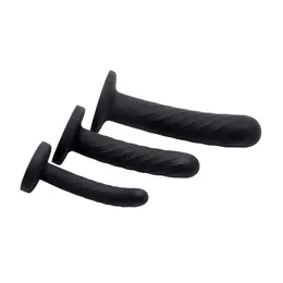 XR Brands Strap-On Silicone Set 3-Piece Black Adjustable Harness