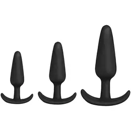 Doc Johnson Tush Trainer 3-Delni Silicone Set Crni, Graduirane Veličine