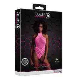NEON Body Halter Vrat UV-Aktivirano Donje Rublje Neon Roze Veličina XS-XL
