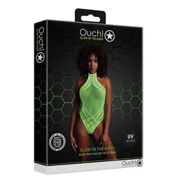 Neon Lingerie Bodysuit od Shots - Halter Vrat, UV Reaktivan, Neon Zelen