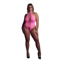 NEON High-Cut UV Aktivni Bodysuit Neon Roze Rastegljiv XS-XXXXL