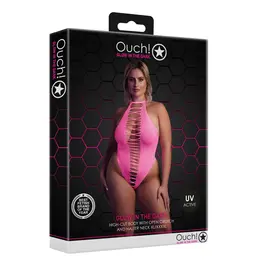 NEON High-Cut UV Aktivni Bodysuit Neon Roze Rastegljiv XS-XXXXL