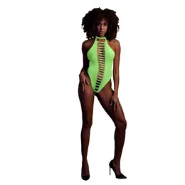 NEON High-Cut UV-Aktivirani Bodysuit, Neon Roze, Fleksibilan Kroj
