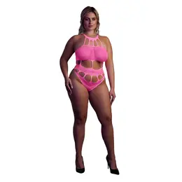 OUCH! Neon Body UV-Aktivirani Grčki Dekolte Neon Roze XS/XL