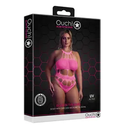OUCH! Neon Body UV-Aktivirani Grčki Dekolte Neon Roze XS/XL