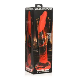 XR Brands King Cobra Silicone Intimate Device 36cm Red/Black Suction Base
