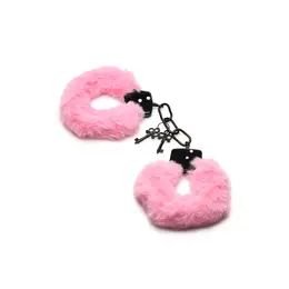 Cuffed in Fur roze podesive krzneno lisice sa metalnim jezgrom