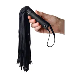 Pleather Pleasure mini flogger crni PU koža kompaktan 34cm
