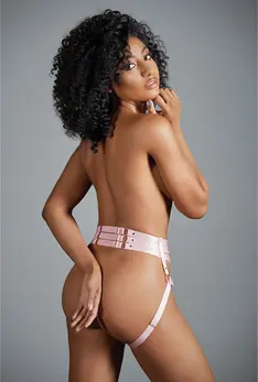 Leg Avenue Ava Strap Design Open Panties Adjustable One Size Black