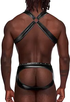 Male Power Uranus Harness Jock Briefs S/M Black - With Suspender Straps