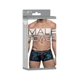 Male Power Strappy Short S Blue/Black - Mesh & Leather Look Waistband