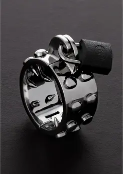 Kalis Spiked Stainless Steel Chastity Ring - Dual Row Teeth, Adjustable