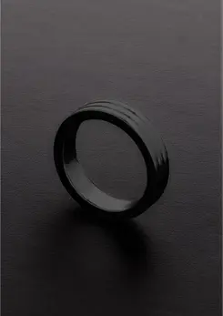 Shots Solid Stainless Steel Ribbed Intimate Ring 40mm Gold Finish