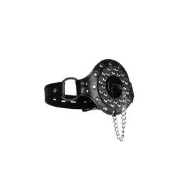Ouch! Open Mouth Gag Black with Removable Plug Stopper, Adjustable Strap