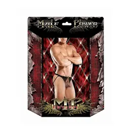 Male Power Cyclops Crotchless Jock S/M Black - Studded Ring Design