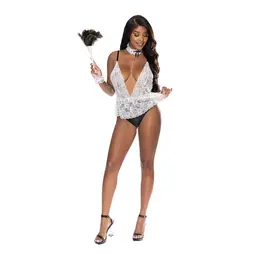 Magic Silk Full Service Beli čipkani bodi L/XL Podesivi kroj