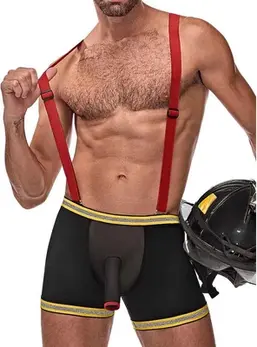 Male Power Hose Me Down vatrogasni kostim S/M podesiva mreža