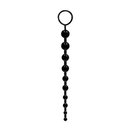 Shots Toys Crne perle intimni lanac TPE 25.5cm sa sigurnosnim prstenom