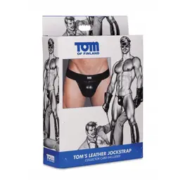 Tom of Finland Leather Jockstrap M/L - Black, Adjustable Waistband